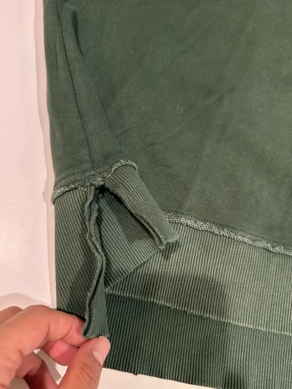 Aerie Oversized Crewneck Sweatshirt Green Exposed Seams XS - Image 13