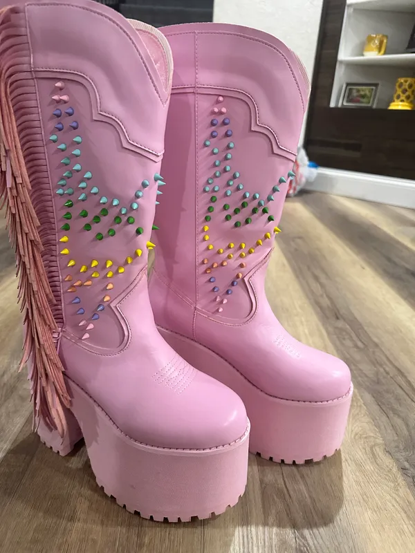Pink Boots Size 9 - Image 6