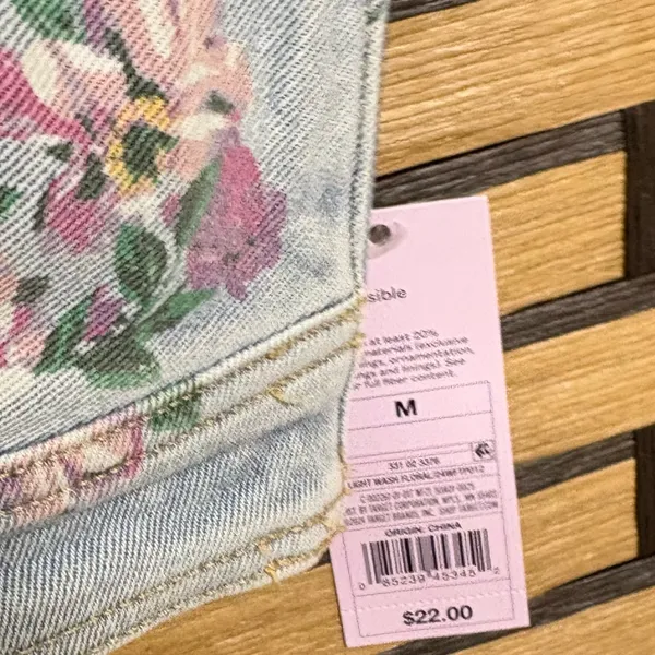 Wild‎ Fable Denim Floral Crop Top Size Medium - Image 5
