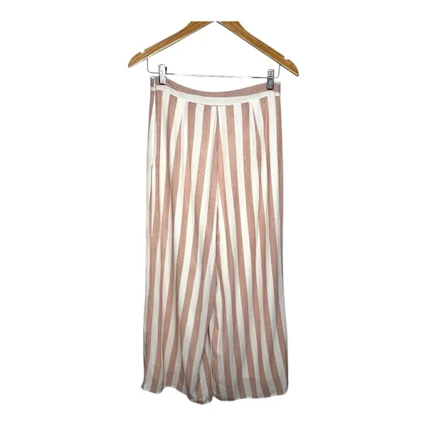 Sadie & Sage Palazzo Pants Womens Small Pink White Striped Wide Leg High Rise‎ - Image 3