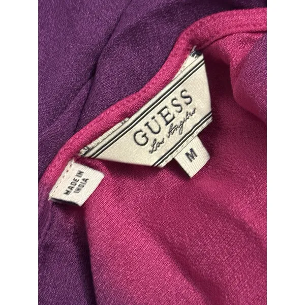 Y2K/2000s GUESS Women's Sheer TieDye Purple and Pink Tank Top Racerback - Size M - Image 5