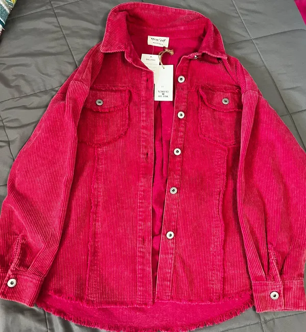 Boutique Corduroy Flannel Jacket Pink Size M - Image 2