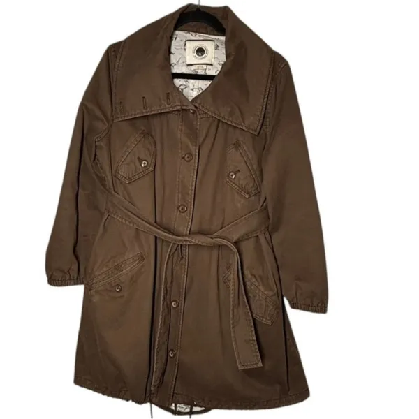 Anthropologie M Jacket Anorak Trench Coat Field Jacket Cargo Brown Mid Length - Image 2