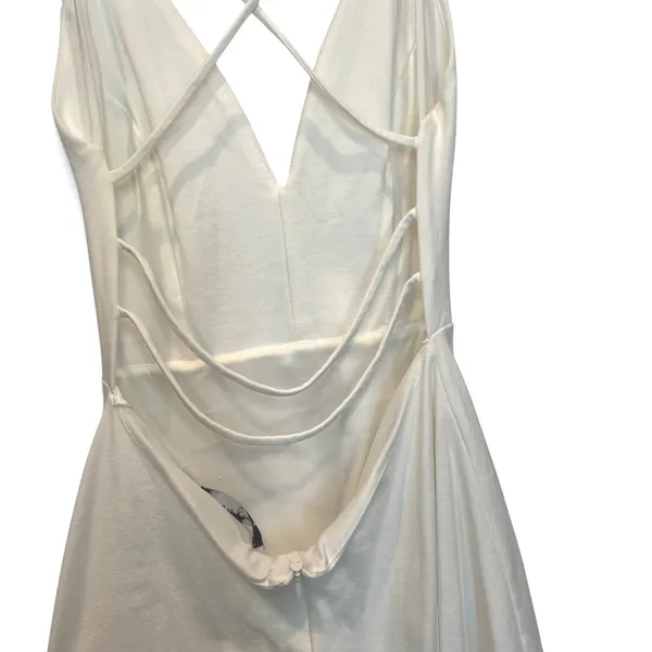 Lulus Believe In Love White Backless Skater Dress Women M Strappy Open Back - Image 10