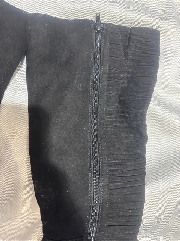 Kelly & Katie Black Suede Over-The-Knee Boots with Ruched Side Panels - Image 4