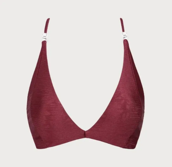 BERLOOK Burgundy Jacquard Backless Bikini Top ONLY 41 - Image 7