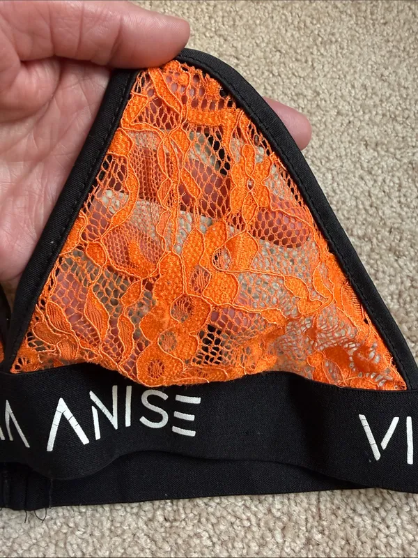 Victoria's Secret Victory Anise Orange Triangle Lace Pullover Bralette. Size Large - Image 7