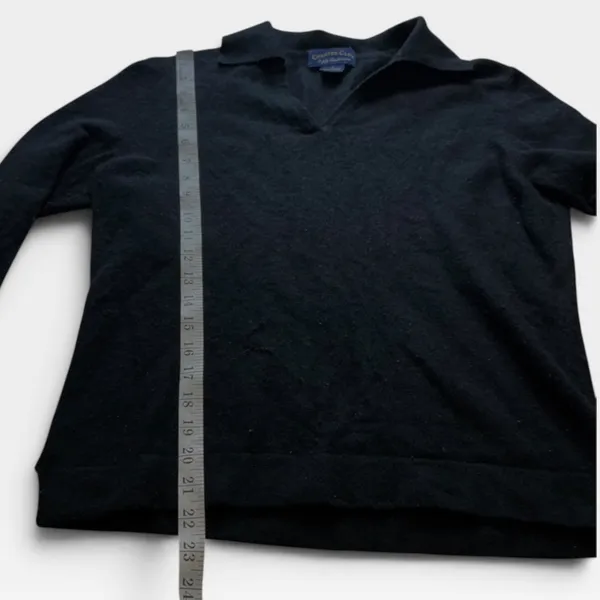 Charter Club Black 100% Cashmere 2-Ply Polo V-Neck Sweater Womens Medium - Image 5