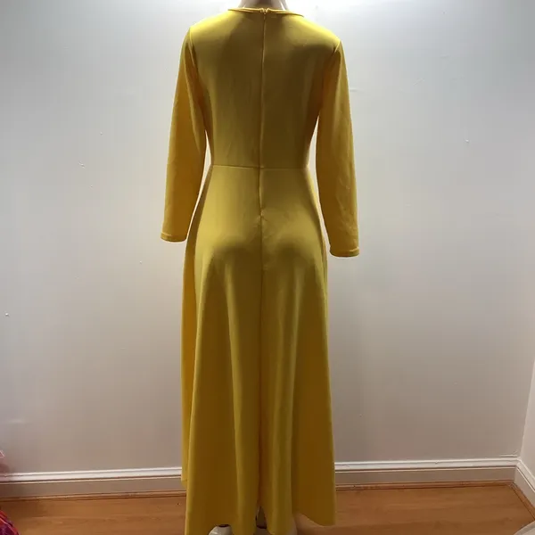 Shirt Dress Size Medium Yellow Ruched Blouse Asymmetrical Peplum Long Tunic Top - Image 6