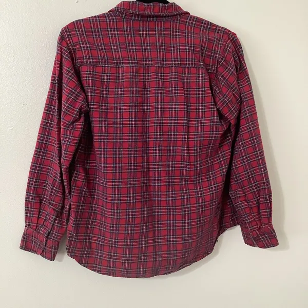 Vintage 90s Red Plaid‎ Outsoorsy Barn Chores Western Cotton Button Up Shirt M - Image 5