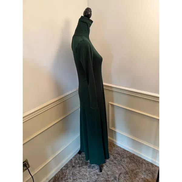 Vintage Celle by Lucy Harley Emerald Green Knit Maxi Dress Mock Turtleneck Gown - Image 4