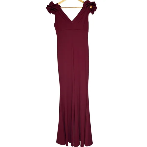 Amazon Women's‎ L Ruffled Cap Sleeve Maxi Dress Maroon Red Maxi Eveningwear - Image 3