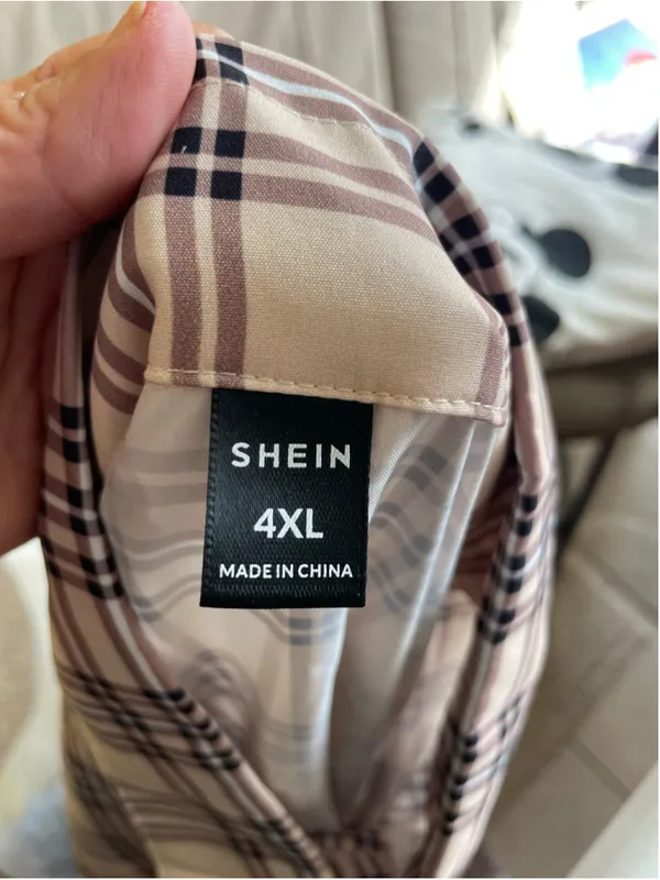 Women's SHEIN Plaid Button Down Shirt 4X Beige Brown - Image 2