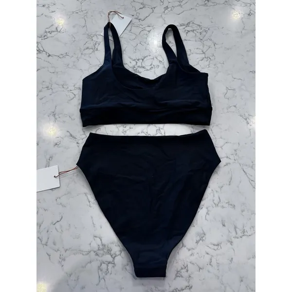 NWT Quince Black Italian Tank Bikini Top & High Rise Bottoms Set Size Small - Image 2
