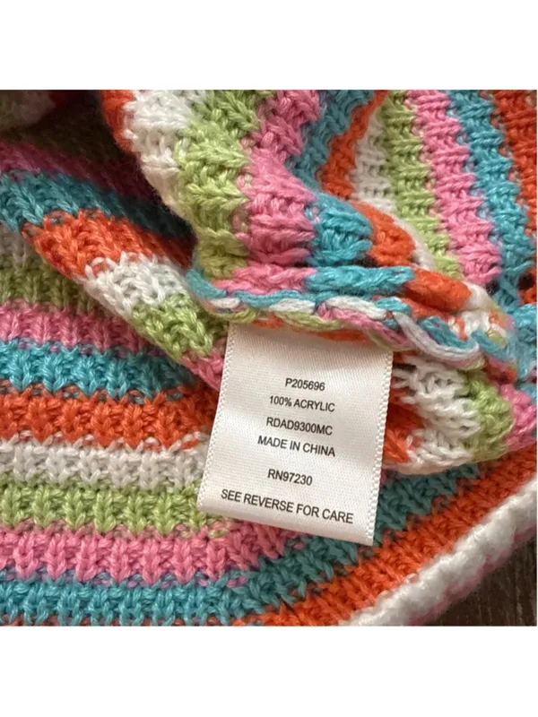 Crave Fame XL Rainbow Chevron Crochet Knit Mini Dress - Image 6