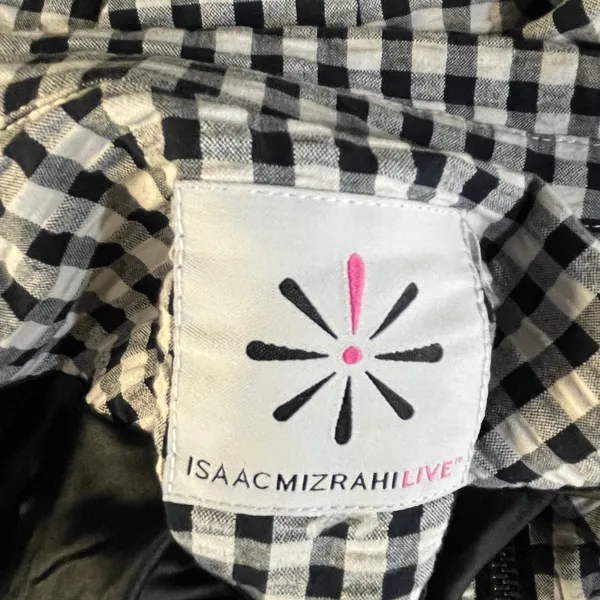 Isaac‎ Mizrahi Live Women's Black White Gingham Moto Blazer Jacket Size Large - Image 4