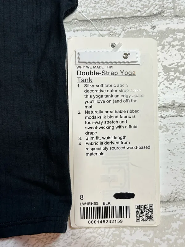 lululemon athletica Double Strapped Yoga Tank - Ribbed Black Size 8 - Image 8