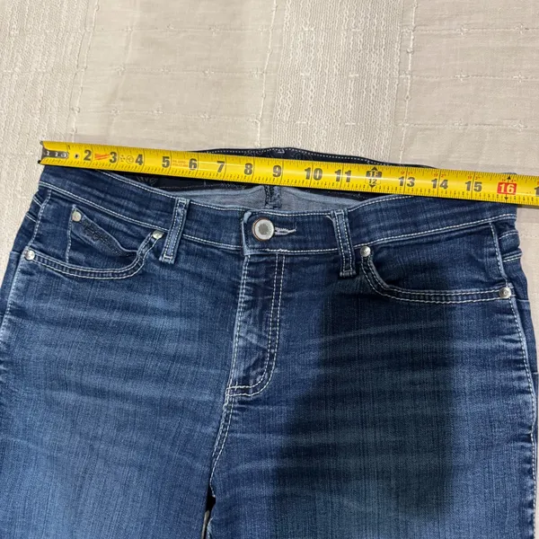 Wrangler Q-Baby 32x30 Ultimate Riding Jeans‎ Dark Wash Bootcut Star Detail 9/10 - Image 9