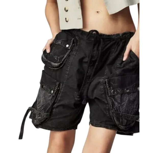 Free People Parachute Moon Bay Shorts Gorpcore‎ Slouchy Harem Baggy Black Cargo - Image 2