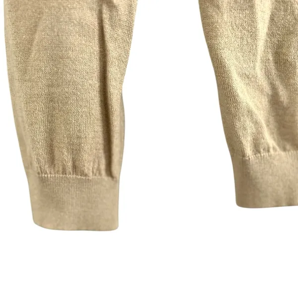 Boden Women's Tan Sand Embellished Beaded‎ V Neck Wool Blend Sweater Size 2 XS - Image 4