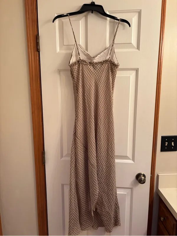 Reformation Beige Geometric Maxi Slip Dress - Image 3