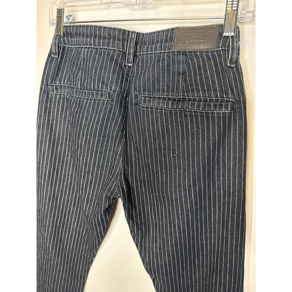 Soorty Pinstripe Chino Pants Black White Stripe Slim Fit Casual 28" - Image 7