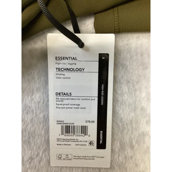 CALIA Womens Essential High-Rise Ribbed Legging Dark Khaki Olive Small WAX62 NWT - Image 6