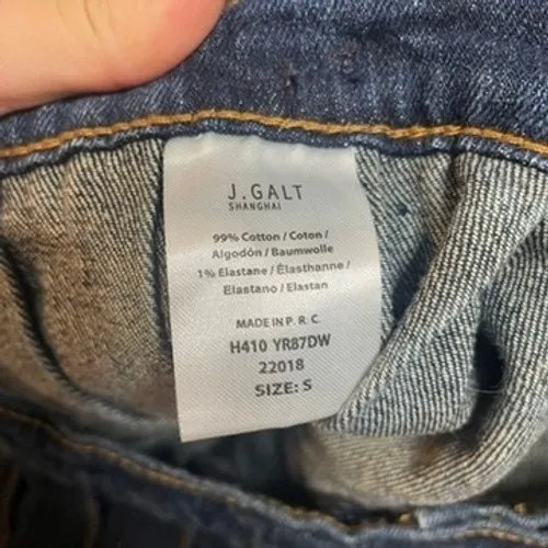 J. Galt Pleated Denim Mini Skirt Dark Wash Buckle Accent Raw Hem Small - Image 4
