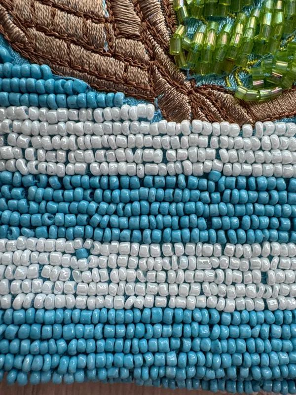 Handcrafted in India Blue Striped Vegetable Beaded Bag Viral TikTok NWT - Image 4