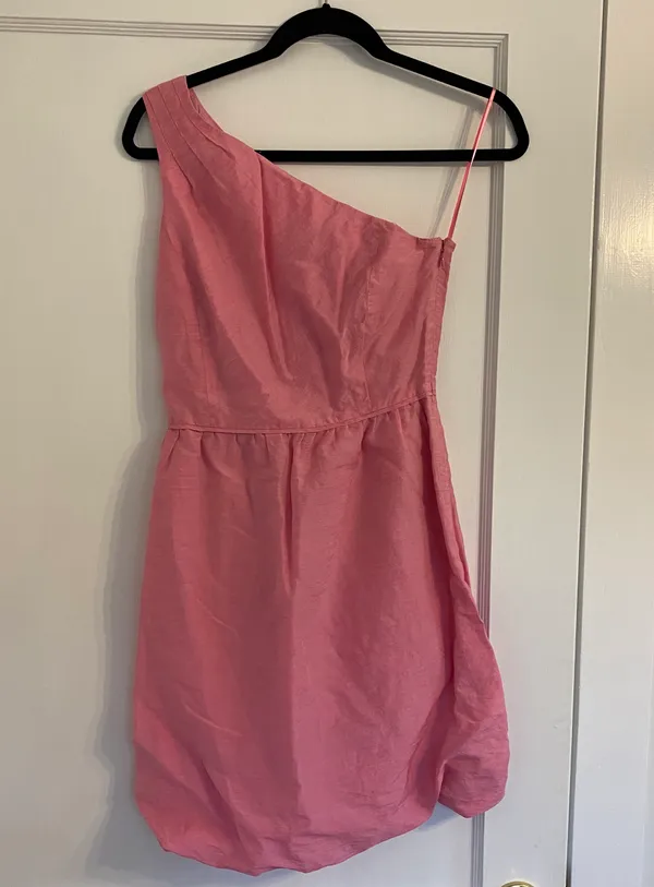 J Crew Pink One Shoulder Bubble Mini Dress - Image 4