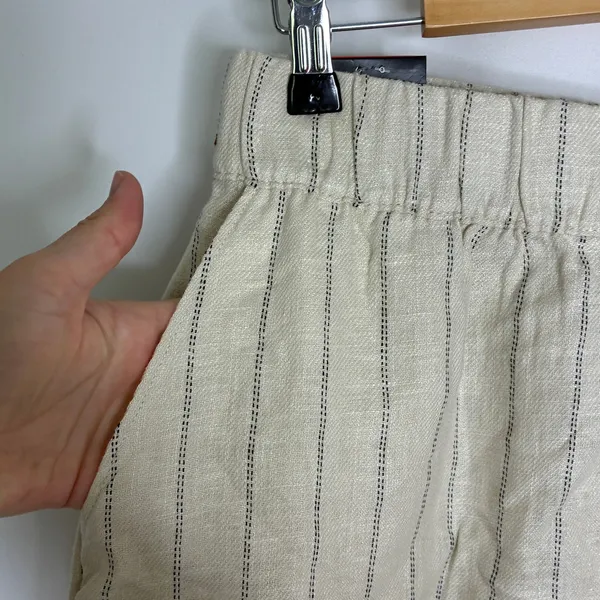 BlankNYC Beige Linen Blend Shorts 5" Inseam Elastic Waist w/Pockets NWT Womens M - Image 2