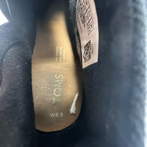 Toms Size 6.5 Boots Black 2"‎ Heel Side Zip Pointed Toe Leather Suede Workwear - Image 9