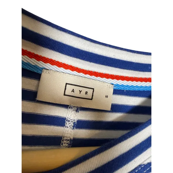 AYR Blue White Striped Long Sleeve French Fry Tee Top Women’s Sz. S - Image 3