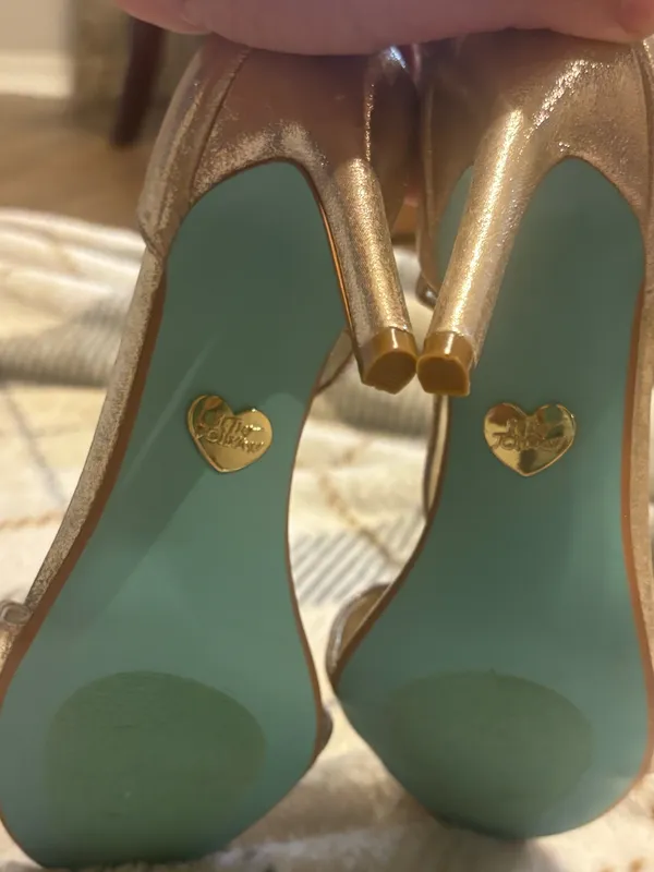 Betsey Johnson ABI Metallic Bow Peep Toe Heels 8.5M - Image 4