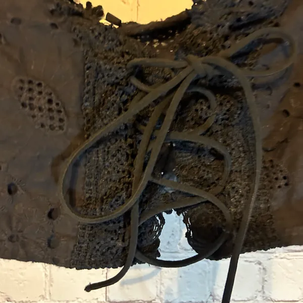 Golden Days Paris NWT black eyelet crop top, M - Image 2