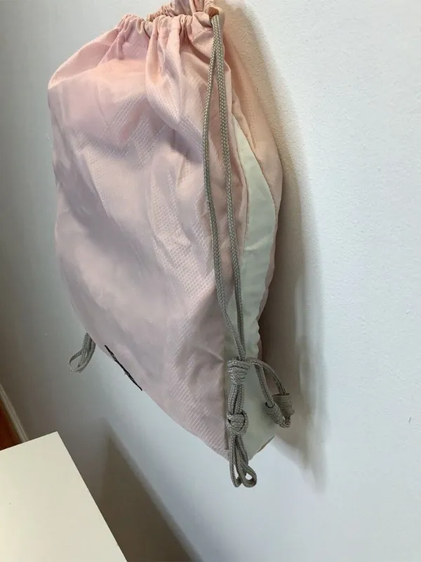 Jansport Pink & White Vintage Drawstring Bag, Used - Image 2