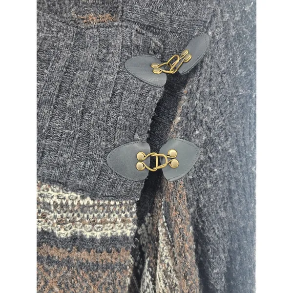 Free People Cardigan Womens M Wool Blend High Low Fringe Toggle Gray‎ EUC - Image 2