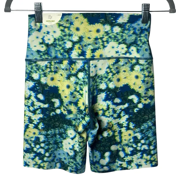 NEW Aerie Offline Trippy Floral Biker Shorts Small Goals Hi-Rise‎ 7" Inseam M - Image 5