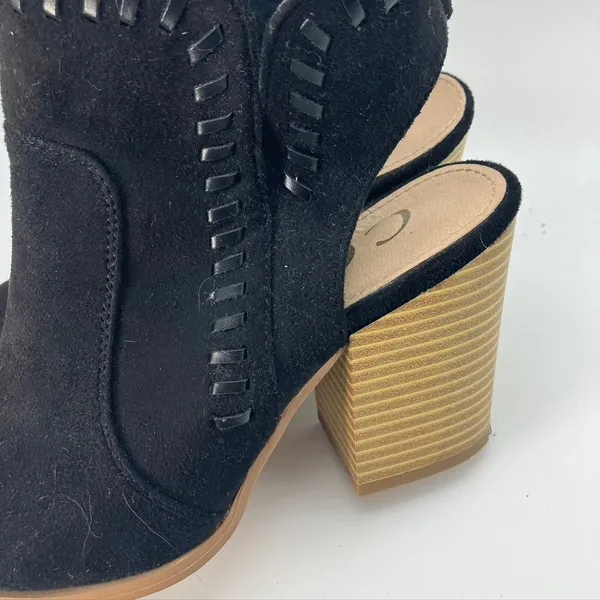 Ccocci Black Suede Cutout Slingback Block Heel Booties Size‎ 6.5 Western Style - Image 5