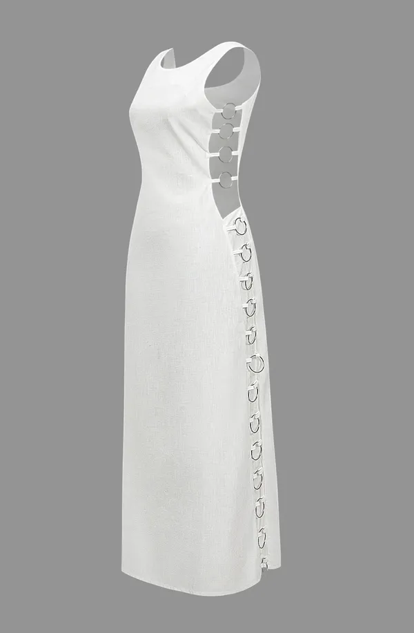 Micas White Chain Maxi Dress - Image 2