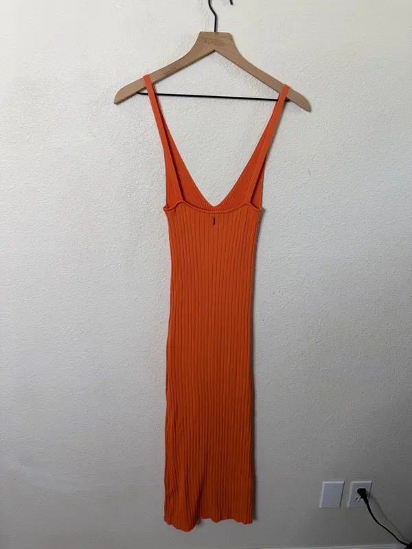 Misa Los Angeles Nova Dress in Tangerine Orange‎ Sleeveless Rib Knit Size S - Image 8
