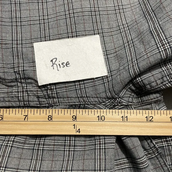 American Eagle Mom Straight Pants Size 14 Gray Plaid High Rise Preppy Trousers - Image 15