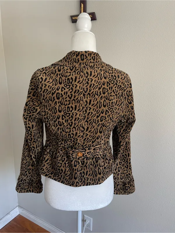 Leopard Print Brown Women's Blazer Jacket - Image 5