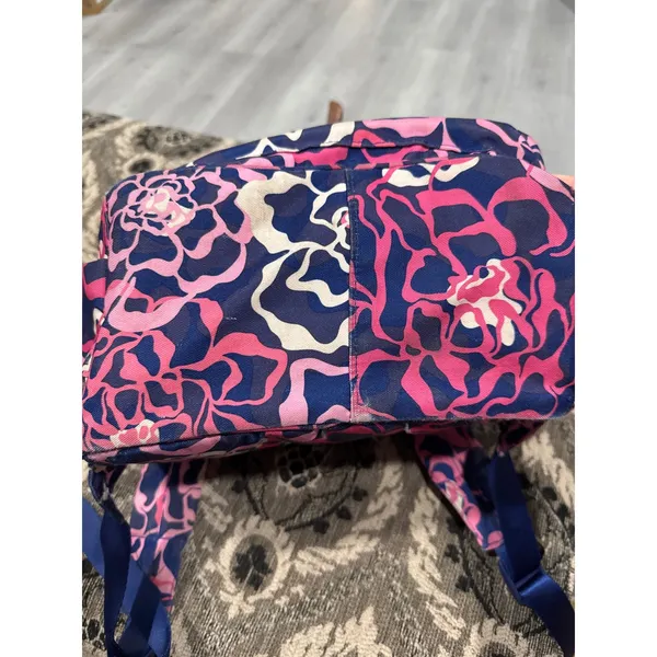 Vera Bradley Lighten Up Grand Backpack Pink Navy Floral Water Repellent Bag - Image 12