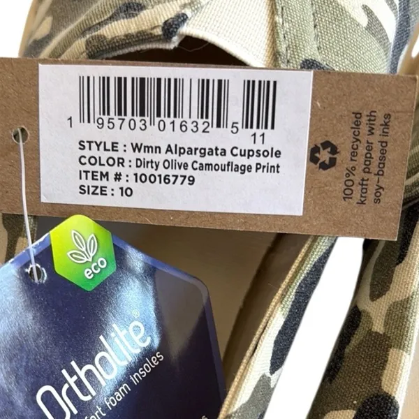 NWT Toms Alpargata Cupsole Olive Camouflage Slip On Sneaker Flats Size 10 - Image 9