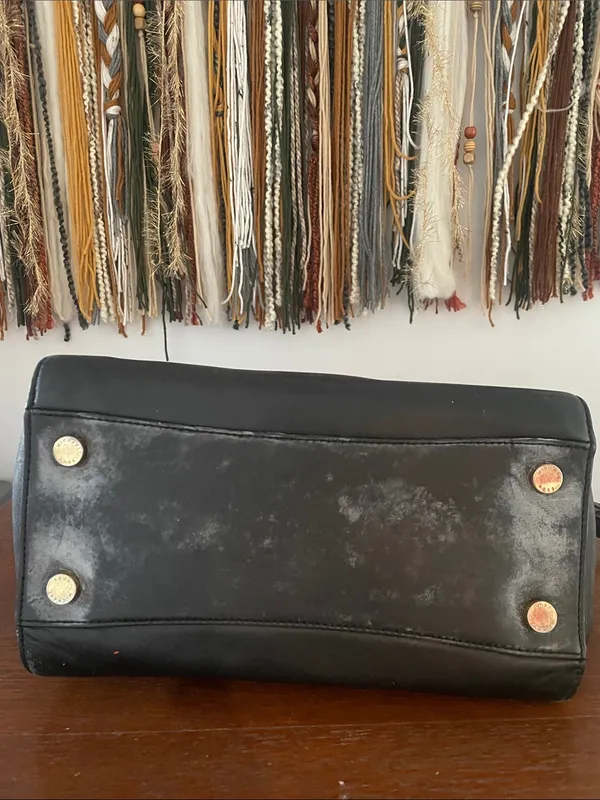 Michael Kors Black Leather Satchel with Gold Accent Lock - Image 4