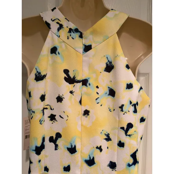 Katherine Kelly‎ Kennedy Dress 6 Yellow Floral Halter Sheath Seaside Breeze NWT - Image 4