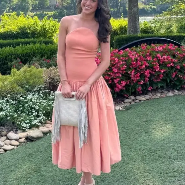 Alexis Sherbet Orange Fit Flare Midi Dress MEDIUM Drop Waist Party Designer $550 - Image 5