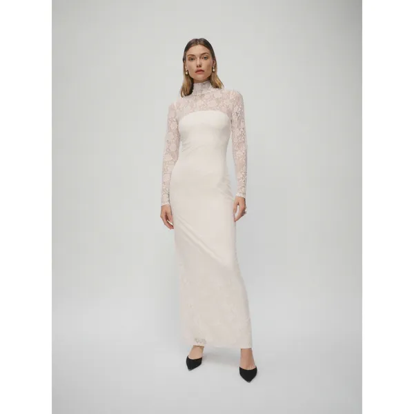 NWT Reformation Otrano Lace Maxi‎ Dress Ivory Mock Neck Long Sleeve Bridal XS 2 - Image 2
