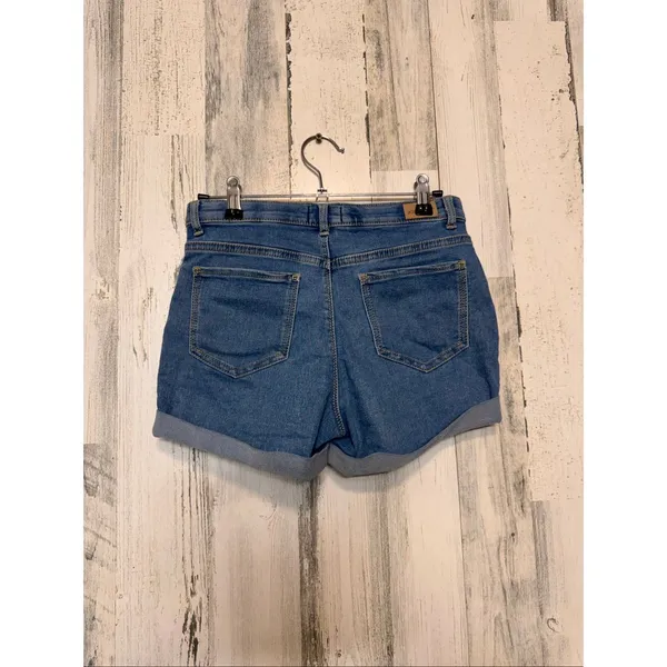Jordache High Waisted Denim Shorts Womens Size 14 Medium Wash 3-Button Cuffed He - Image 4